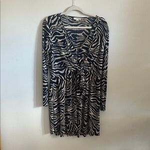 Elegant Zebra Pattern Long Sleeve Dress